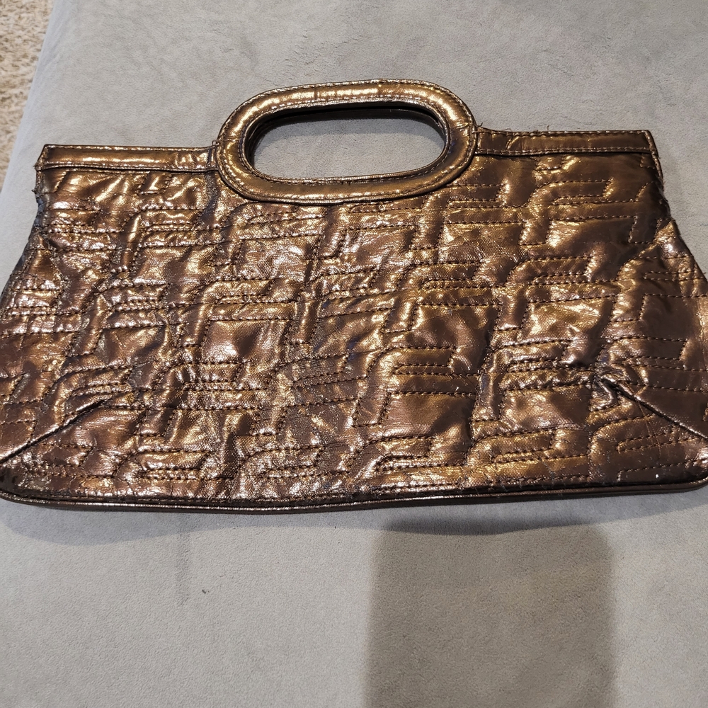 FUBU Metallic Bronze Quilted Clutch.